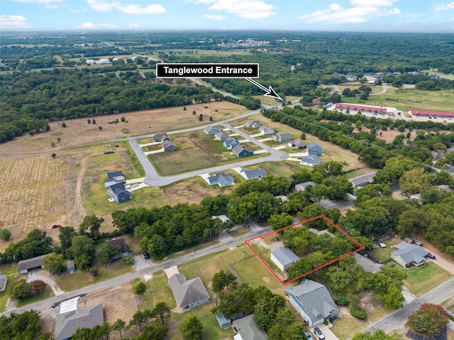 91 Pecan Dr, Pottsboro, TX 75076 - aerial view of sparsely populated area with property parcel outlined