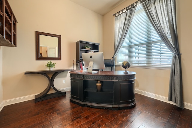 office area featuring dark hardwood / wood-style flooring