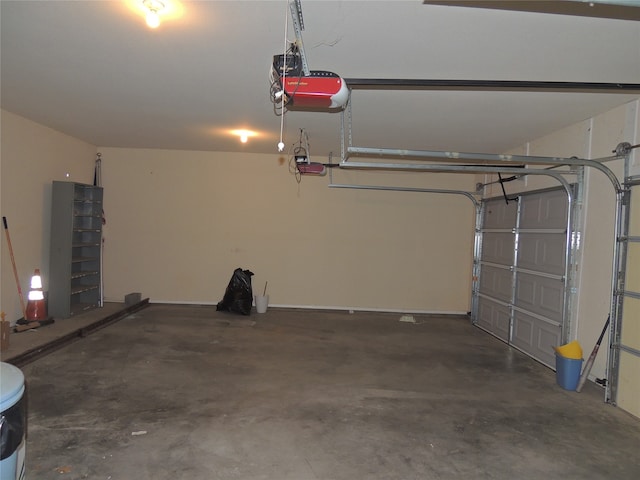 garage with a garage door opener