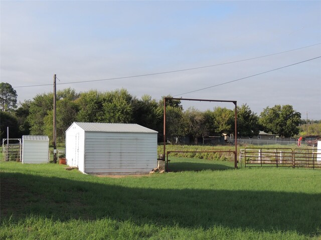 view of yard with a storage unit