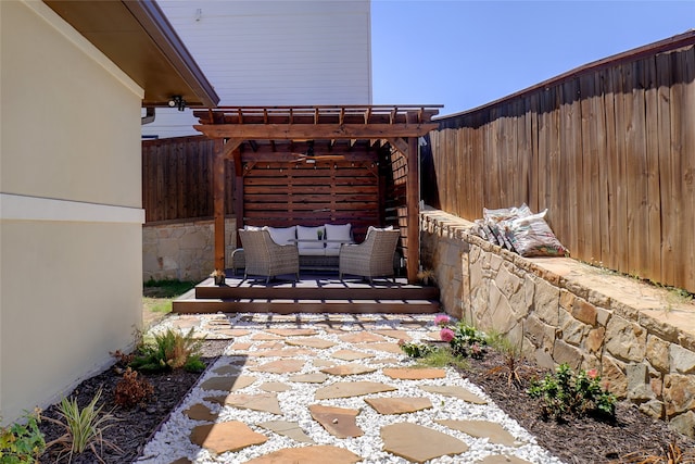 view of patio with an outdoor hangout area