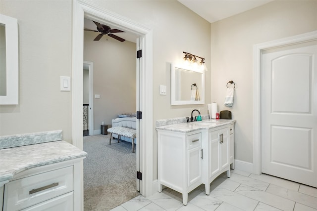 bathroom with vanity and ceiling fan