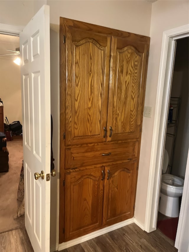 details with ceiling fan and hardwood / wood-style floors