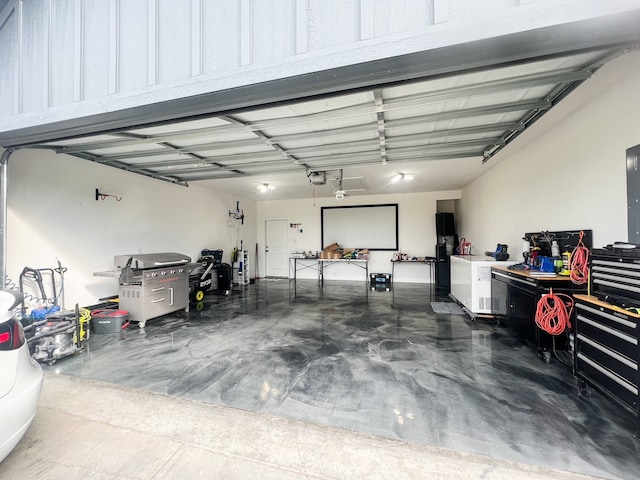 garage with a garage door opener