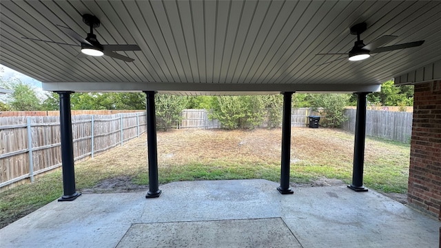 view of patio / terrace featuring ceiling fan