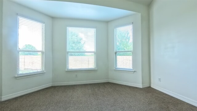 carpeted empty room with baseboards