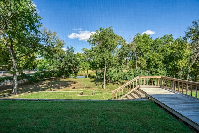 view of yard with a deck