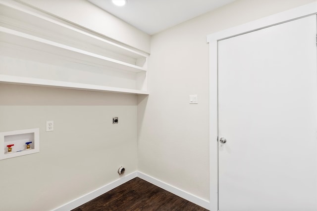 laundry area with hookup for an electric dryer, washer hookup, and hardwood / wood-style flooring