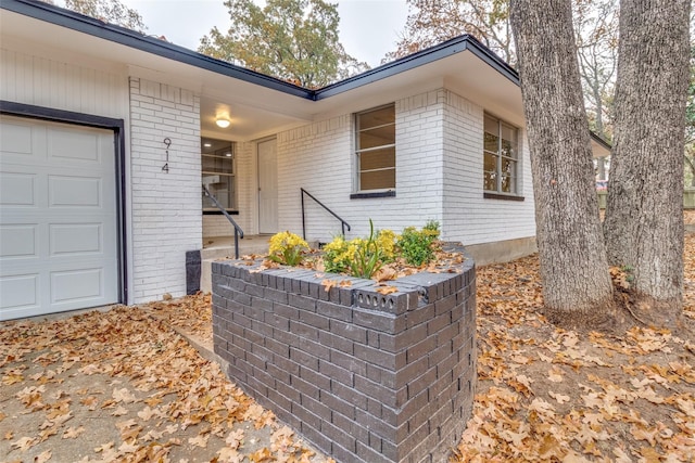 exterior space featuring a garage