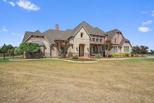 view of front of property featuring a front lawn