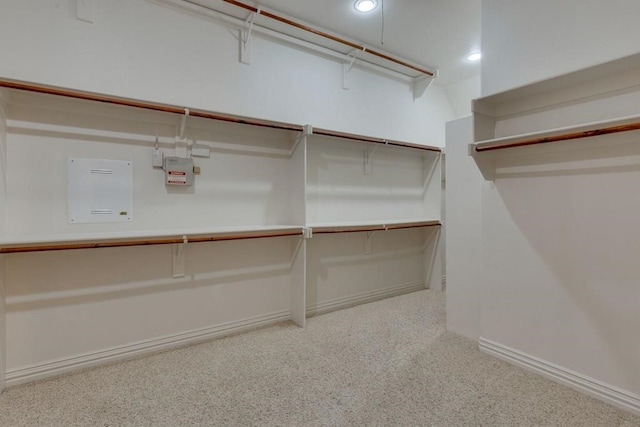 spacious closet featuring electric panel