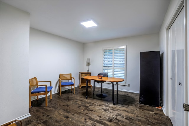 office area featuring dark wood-type flooring