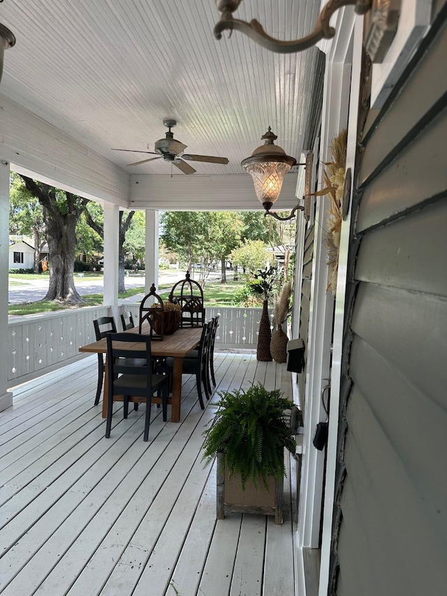 deck featuring ceiling fan