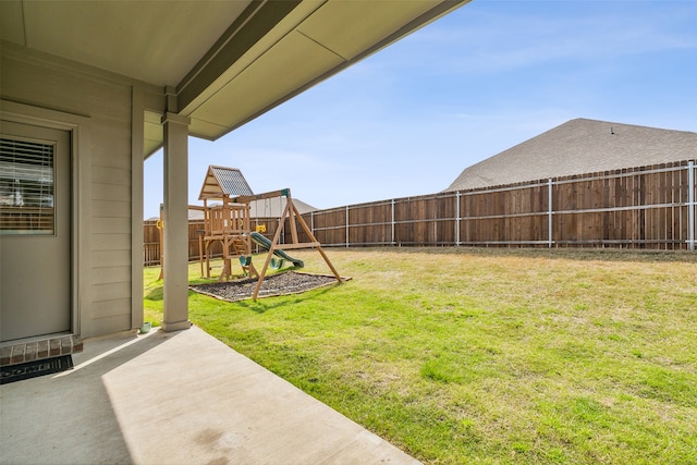 view of yard featuring a playground