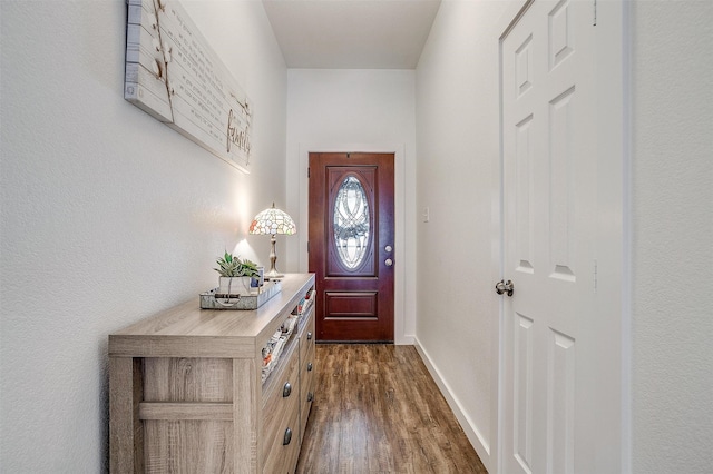 doorway to outside featuring dark hardwood / wood-style flooring