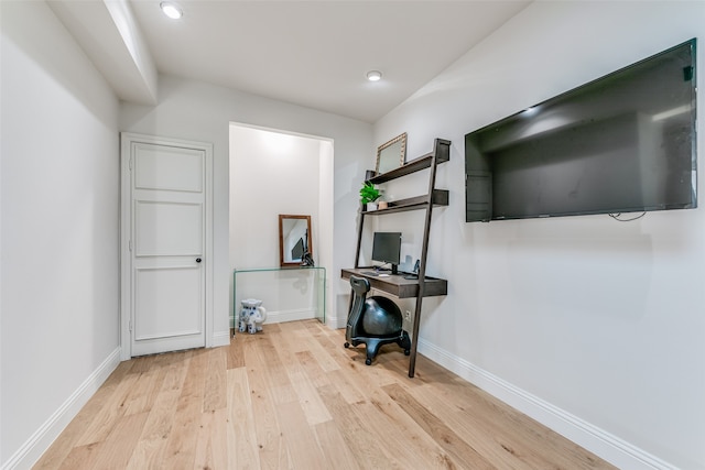 office space featuring light hardwood / wood-style floors