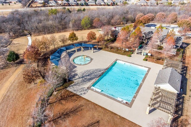 1405 Hawk Valley Dr, Little Elm, TX 75068 - community pool with a patio and a residential view