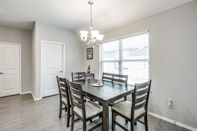 dining room with an inviting chandelier