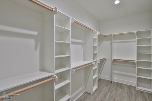 walk in closet featuring light hardwood / wood-style flooring