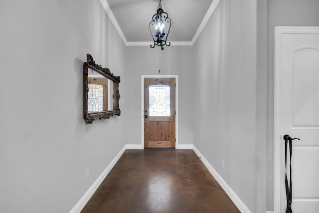 entryway featuring ornamental molding