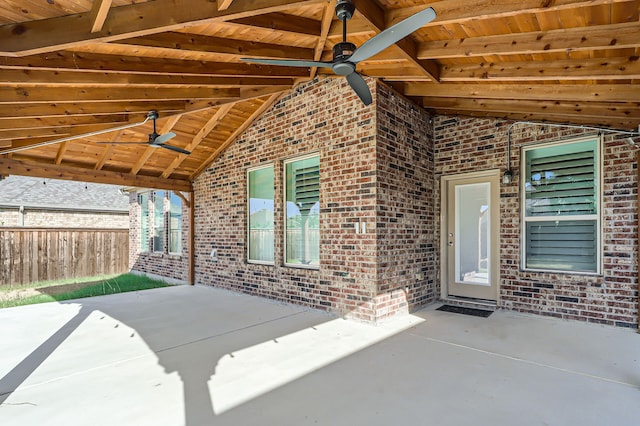 view of patio / terrace featuring ceiling fan