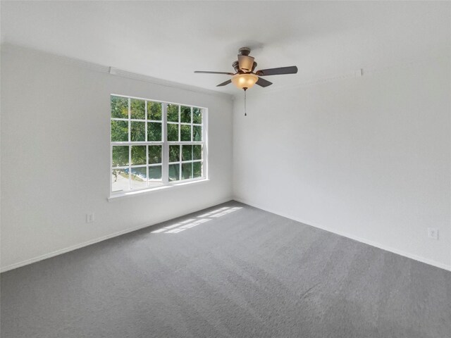 empty room with ceiling fan and carpet floors