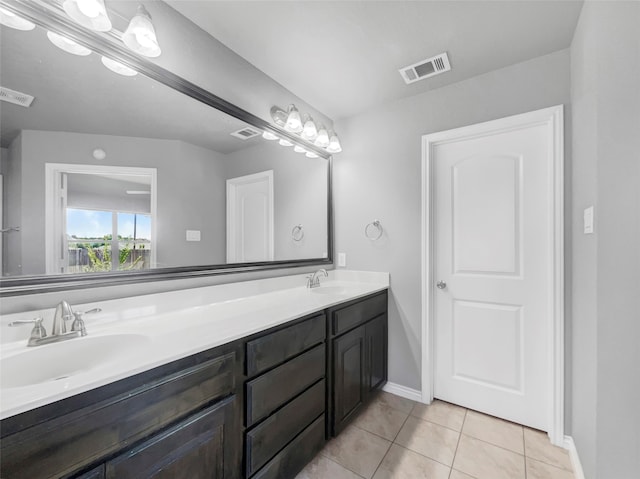 bathroom featuring tile patterned flooring and vanity