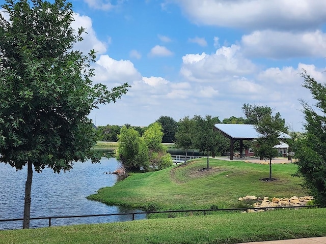 1205 Lake Hills Trl, Roanoke, TX 76262 - view of home's community featuring a water view, a gazebo, and a lawn