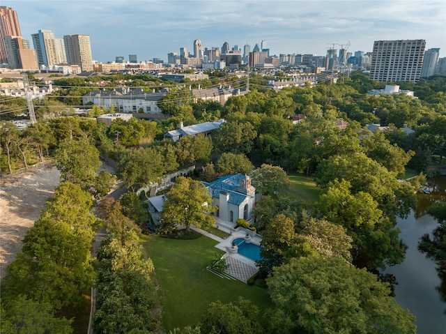 bird's eye view featuring a water view