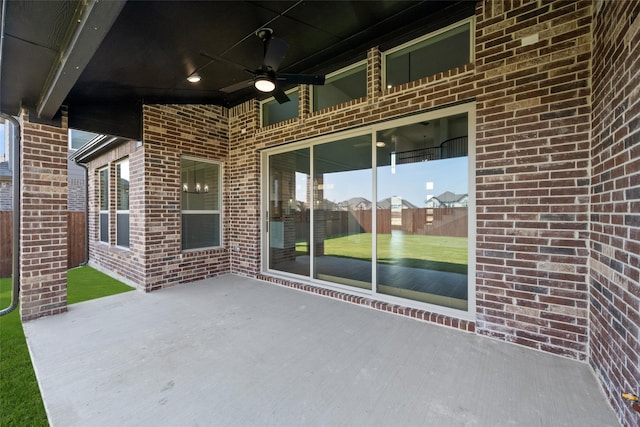 view of patio with ceiling fan