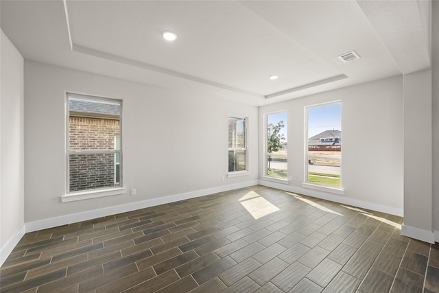 spare room featuring a raised ceiling