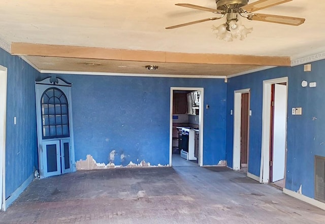 interior space featuring ceiling fan