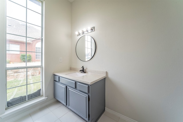 bathroom with vanity and tile patterned floors