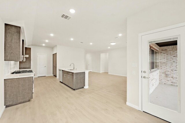 bathroom with vanity, toilet, an enclosed shower, and tile patterned floors