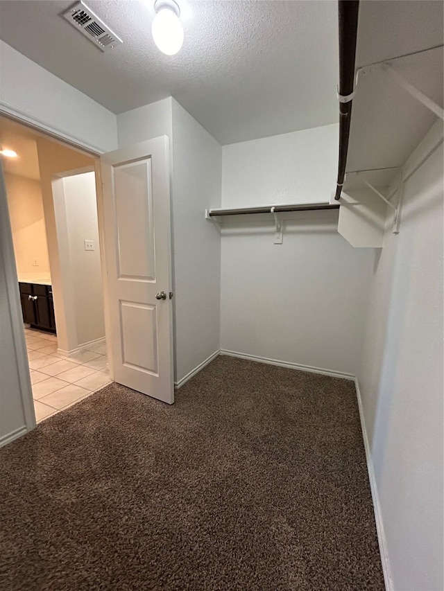 spacious closet featuring light carpet