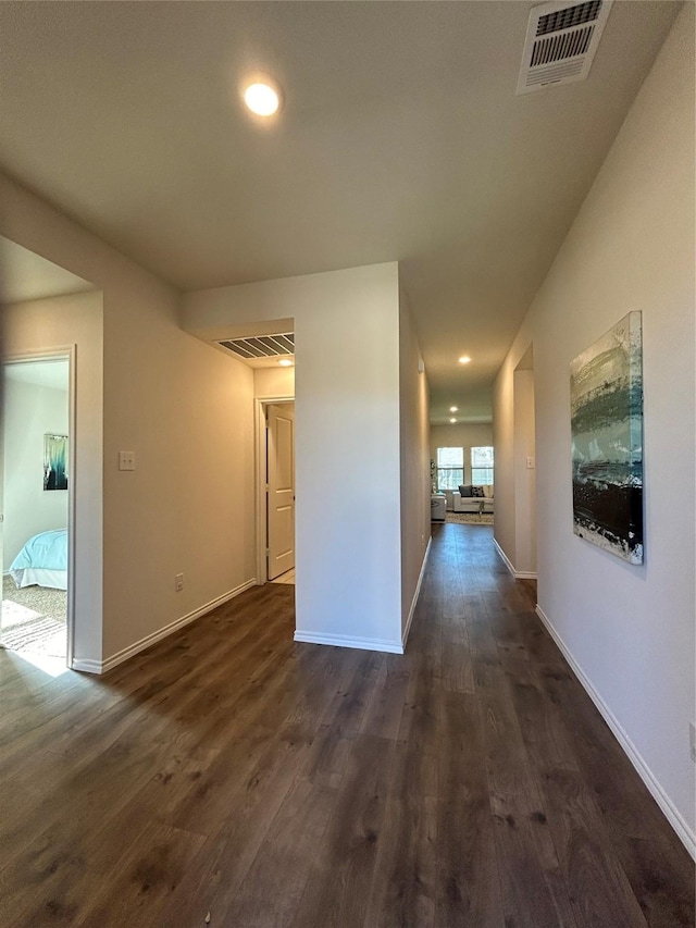 hall featuring dark hardwood / wood-style floors