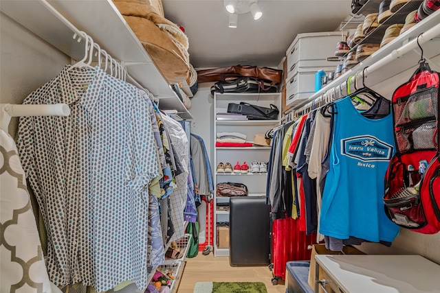 spacious closet with light wood-type flooring