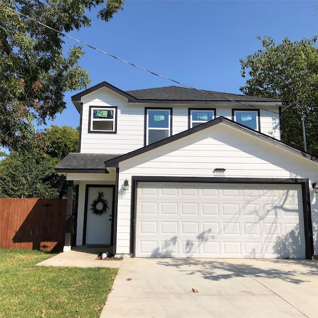 view of front property with a garage