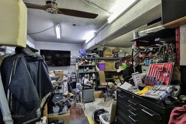 storage area with ceiling fan