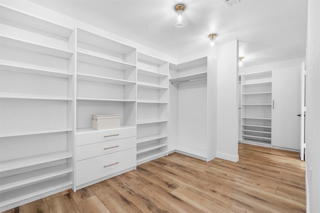 spacious closet with light wood-type flooring