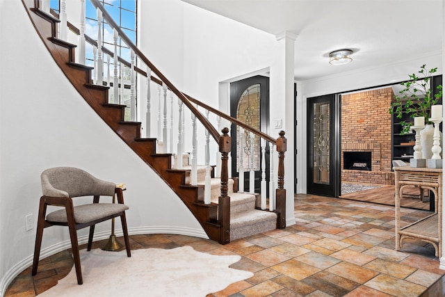 entryway featuring a fireplace