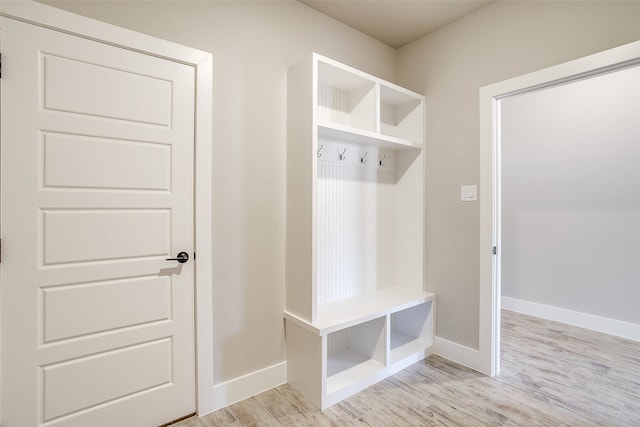 mudroom with light wood-type flooring