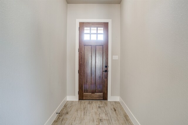 doorway to outside featuring light wood-type flooring