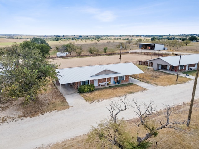 bird's eye view featuring a rural view