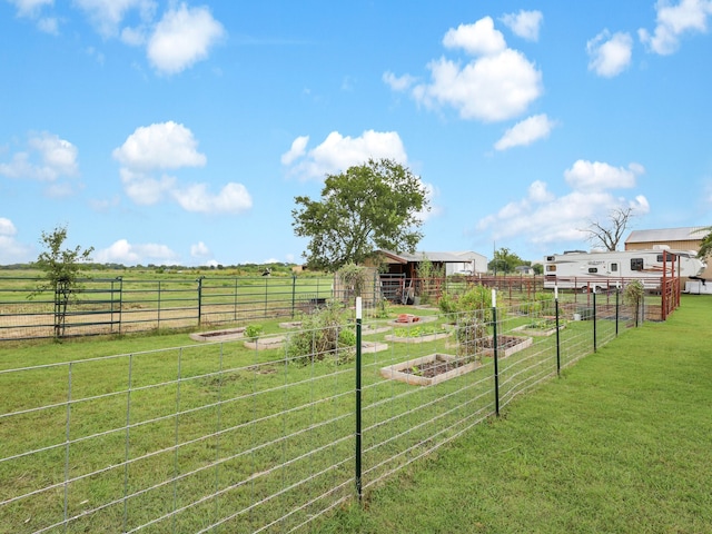 view of yard with a rural view