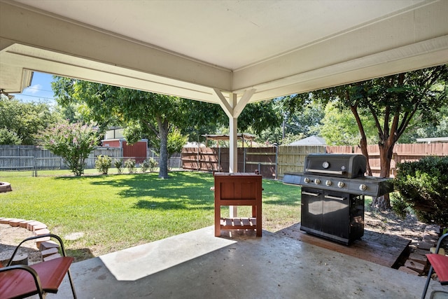 view of patio featuring area for grilling