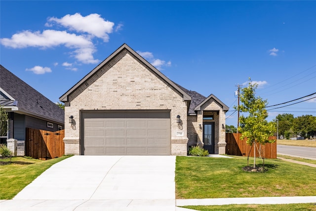 view of front facade featuring a garage and a front yard