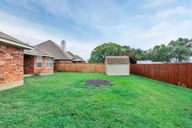 view of yard featuring a shed