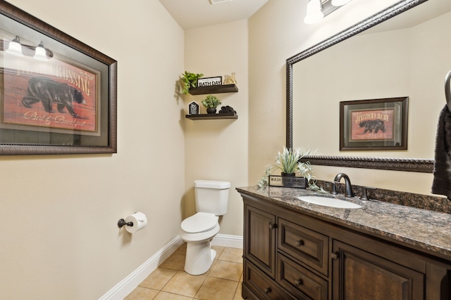 bathroom featuring tile patterned floors, toilet, and vanity