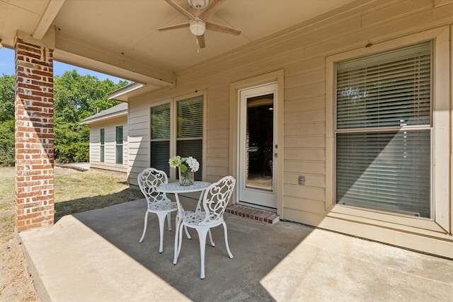 view of patio / terrace featuring ceiling fan